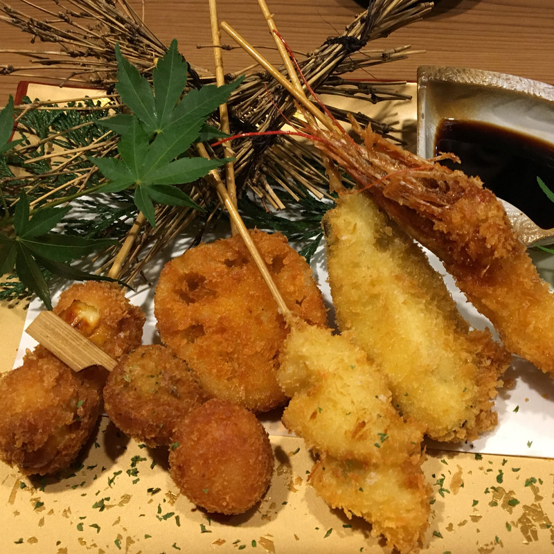 本日の串揚げ  六種盛り(海鮮山鮮  立川店)