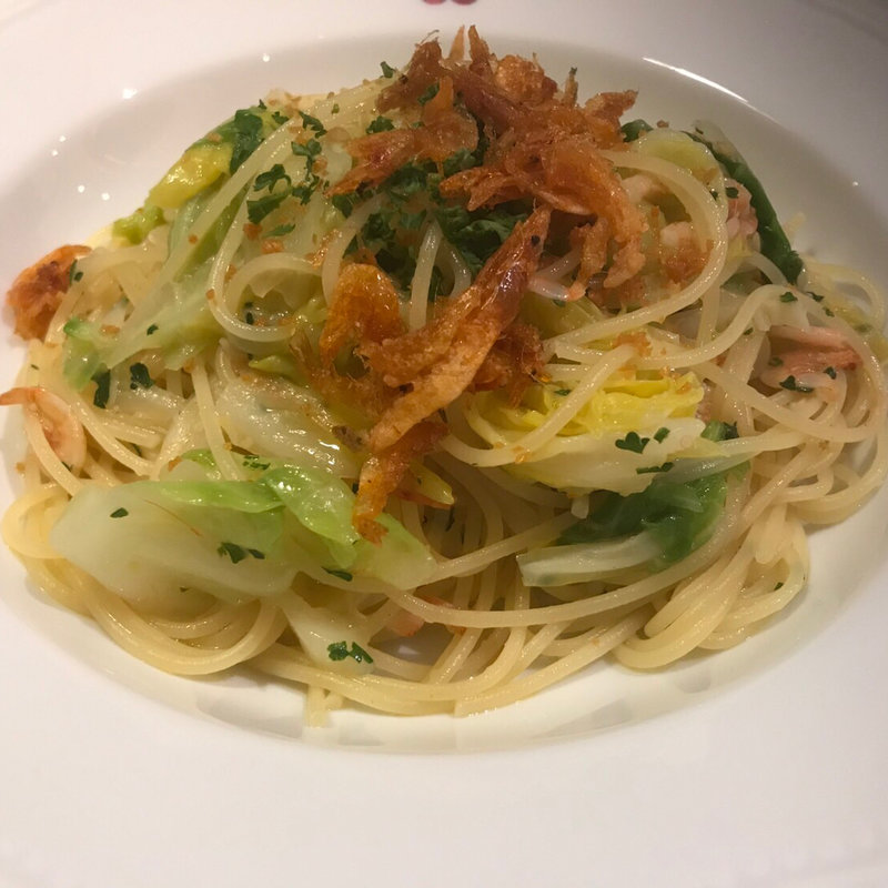 桜海老とキャベツのオイルパスタ(アルポルト イオン碑文谷店)