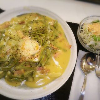 とろ～り濃厚カルボナーラ(京都宇治抹茶キッチンGreen Cafe)
