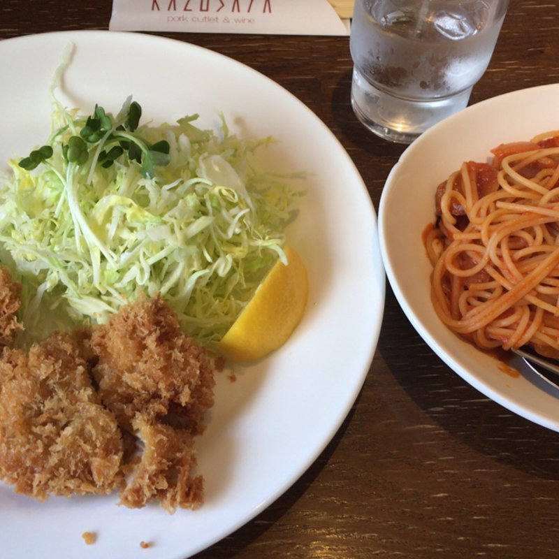 チキンカツとパスタ（スープ付）(KAZUSAYA )
