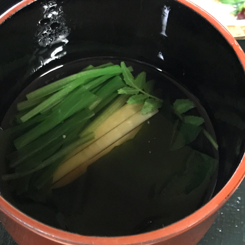 精進出汁仕立て 若竹 揚げ菜の花 木の芽(阪口楼)