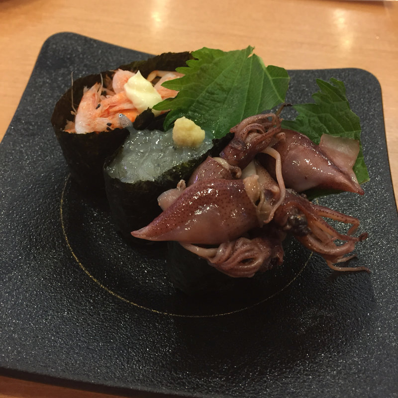 春の軍艦三貫盛り(かっぱ寿司 堺もず店)