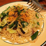 野菜とカラスミのペペロンチーノパスタ