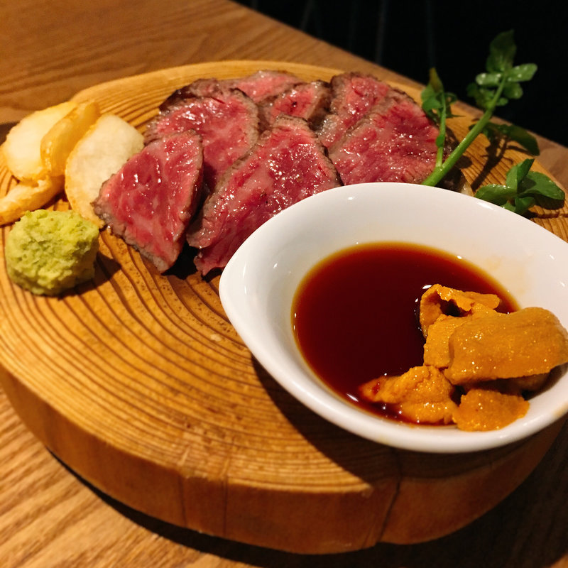 うにとお肉は合うよね〜ステーキ(ふうびとすうろ)