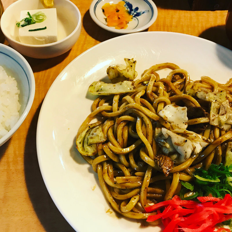 焼うどん定食(えき亭)