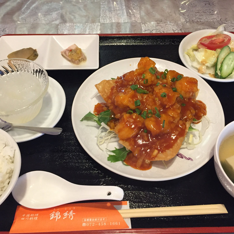 エビチリソース定食(錦綉)