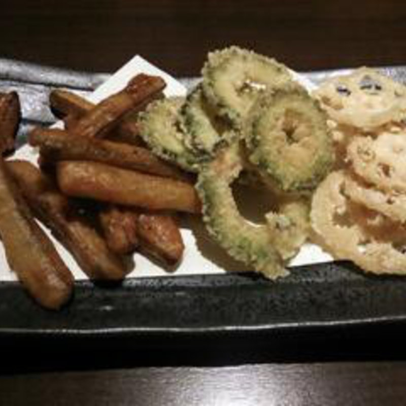 ごぼうとゴーヤとれんこんの3種揚げ(かくれんぼ)