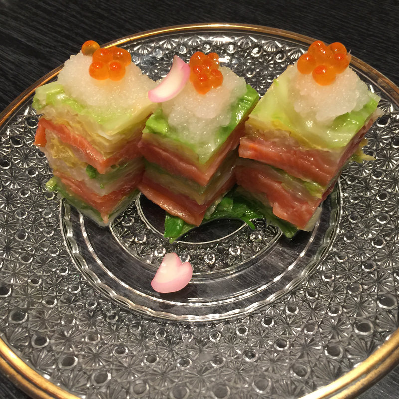 春キャベツスモークサーモンみぞれ酢かけ(更科 斉とう （さらしなさいとう）)