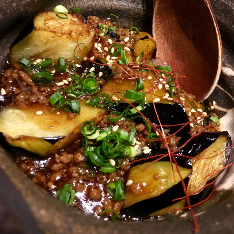 揚げ茄子の肉味噌かけ(酒佳蔵)