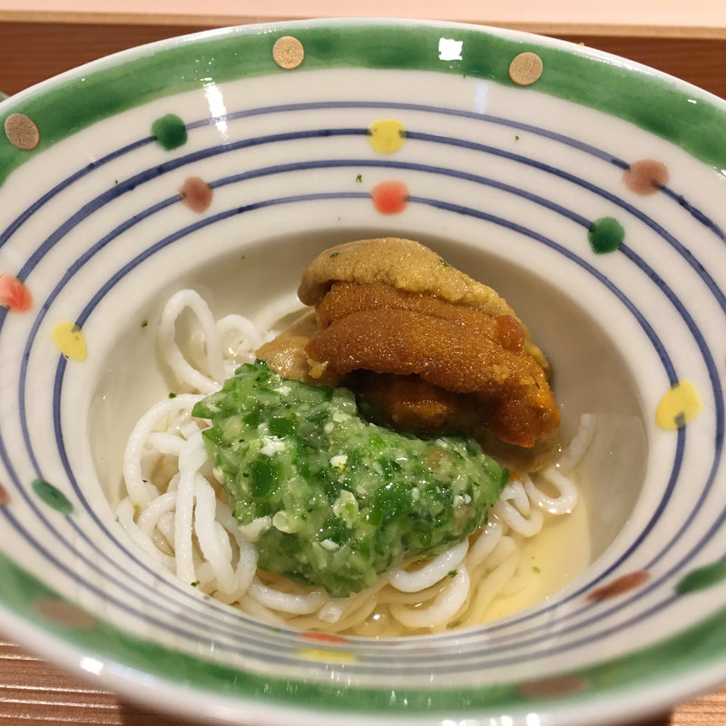 2種ムラサキウニ乗せ鯛そうめん(くろぎ)
