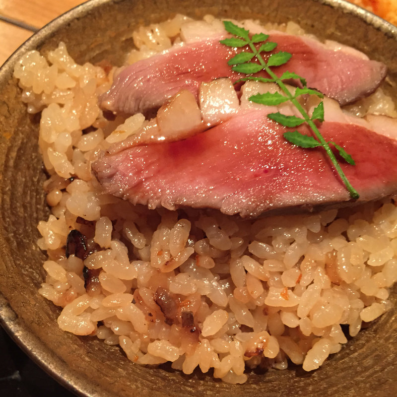 かやくご飯の鴨のロース乗せ(蕎麦セットメニュー)(鼓道 豊中店)