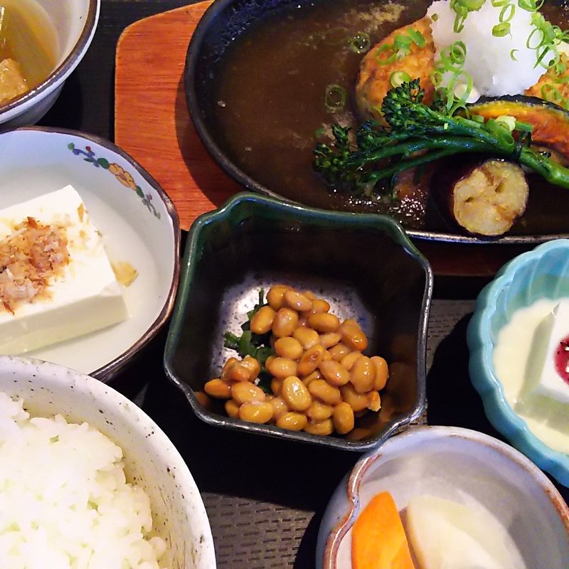 豆富ハンバーグセット(真砂豆富)