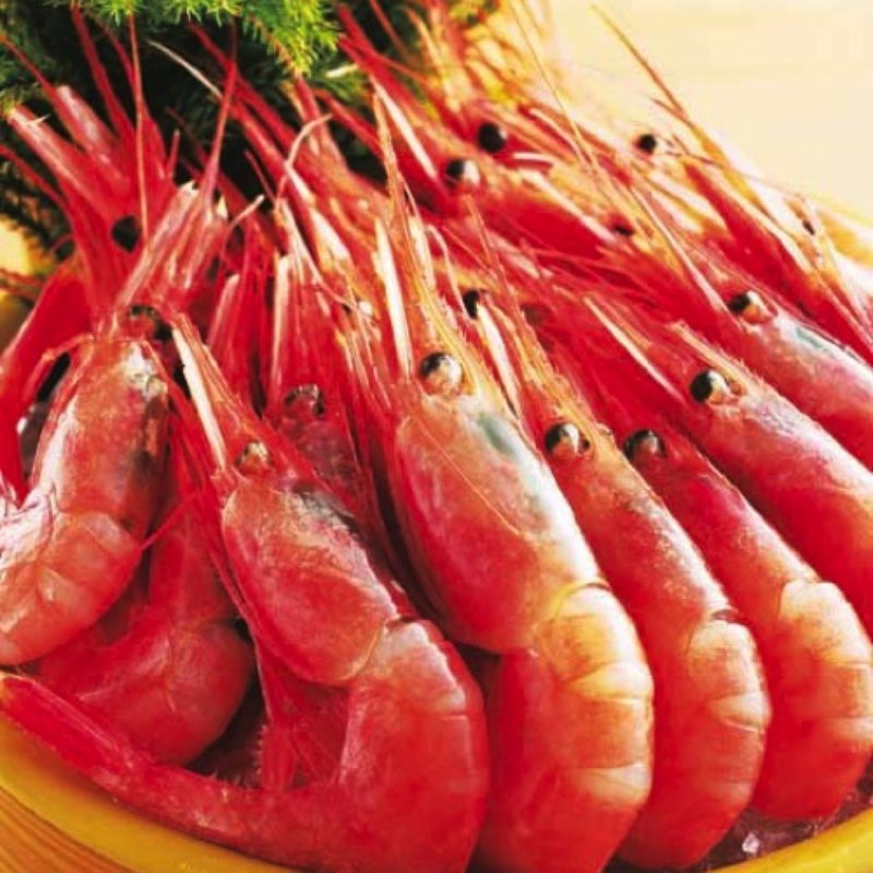 生甘海老の大量盛(越前若狭 鯖街道 （エチゼンワカサ サバカイドウ）)