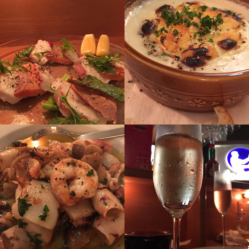 アヒージョ、カルパッチョ、えだ豆の。、←メニュー名前忘れました。(瀧商店 （【旧店名】ホットカフェ）)