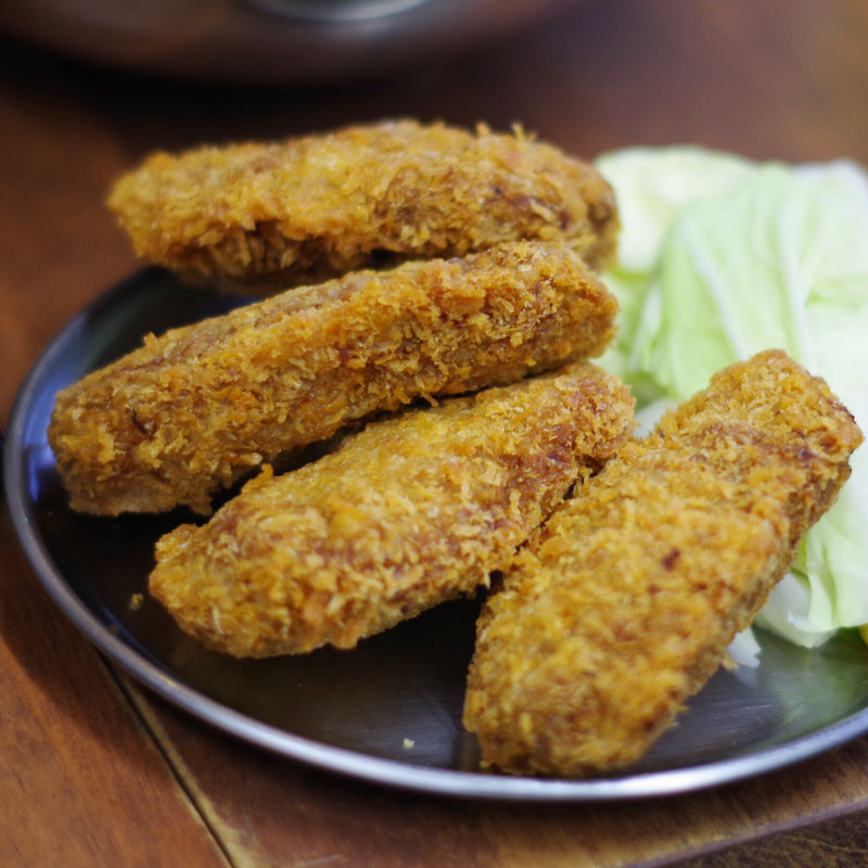 ミンチカツ<肉汁多め>(スタミナ焼肉まるまさ)