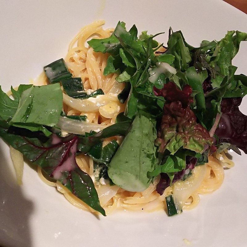 新玉ねぎの卵とじスパゲティ（ランチ）(カフェPrimavera)