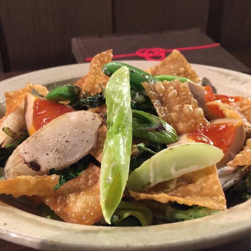 春野菜と煮玉子のサラダ(きび)