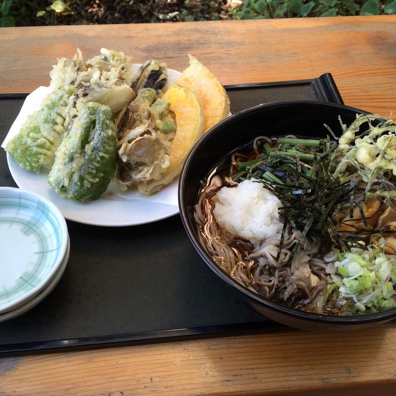 冷やしぶっかけそばと天ぷらの盛合せ(高桑食堂 （タカクワショクドウ）)