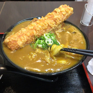 竹鶏天カレーうどん(極楽うどん Ah-麺)