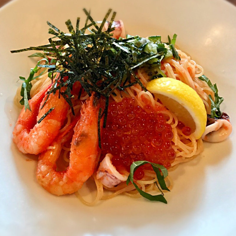 贅沢いくらと明太子の冷製カッペリーニ(ジョリーパスタ 千住堀切橋店)