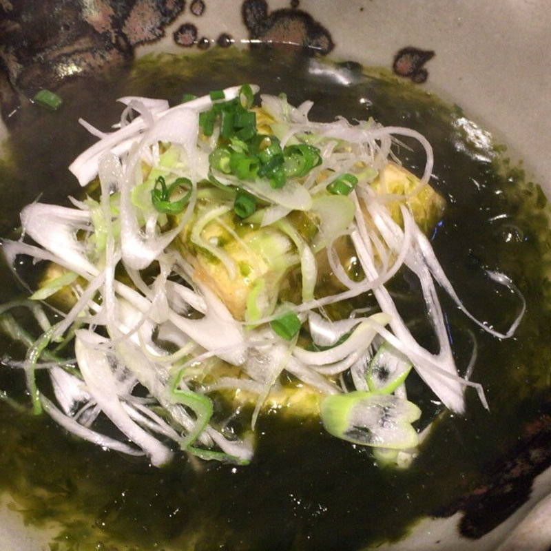 揚げ出し豆腐のアオサ餡かけ(さかなや 市場食堂)