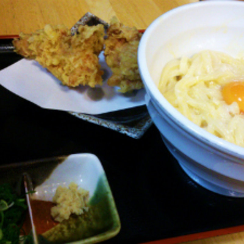 釜玉うどん+鶏天(三ツ島真打)