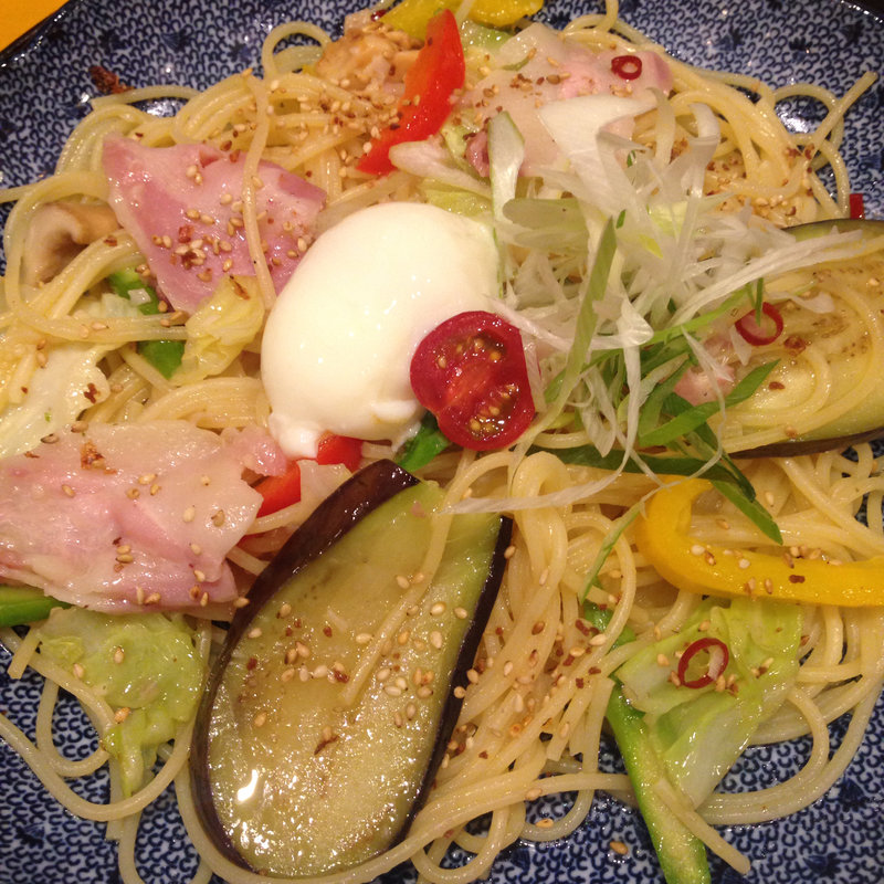 イベリコ豚と夏野菜づくしのよくばりスパゲッティー (洋麺屋五右衛門 ウイング新橋店)