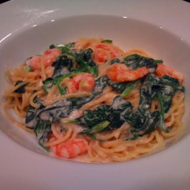 えびとほうれん草のたらこクリームスパ(PASTAまにあ （パスタマニア）)