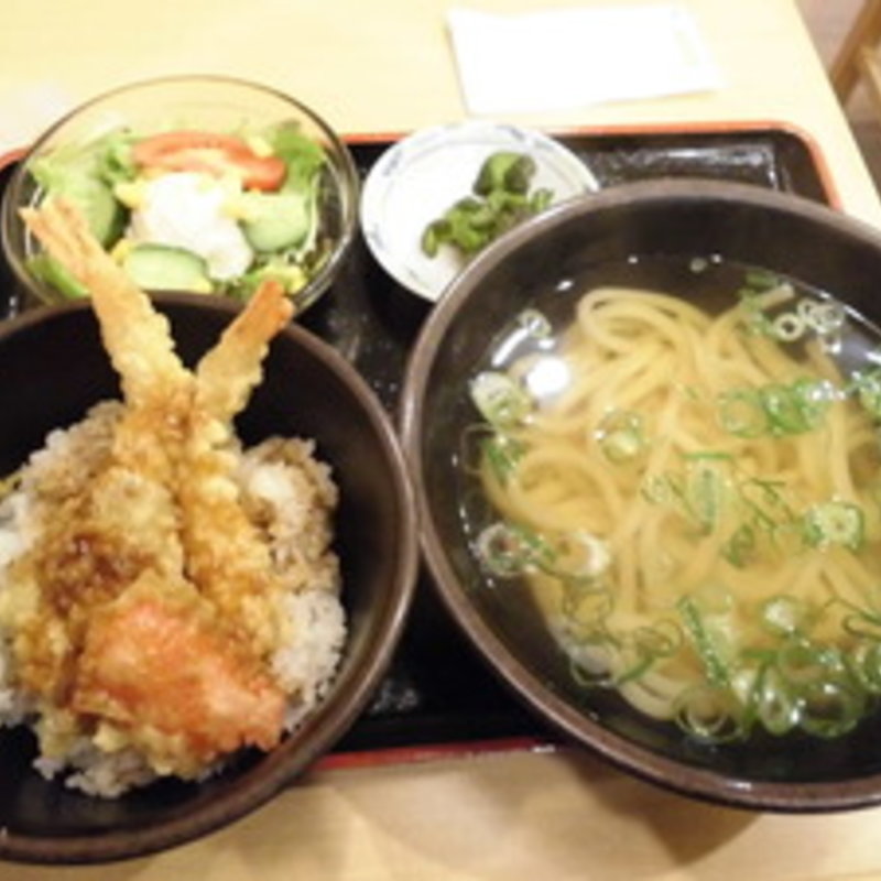 海老天丼セット(本場さぬきうどん げんき家)
