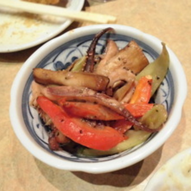 イカ、エリンギ、セロリのバター炒め(恵美寿屋)