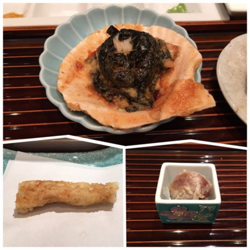 ホタテ、あなご、甘露梅(日本料理 「源氏」 ヒルトン名古屋 （げんじ）)