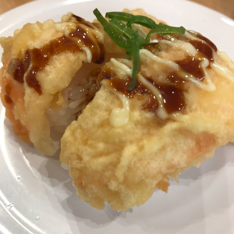 店内揚げ豪快鮭天ぷらにきり(かっぱ寿司 大津尾花川店 （かっぱずし）)