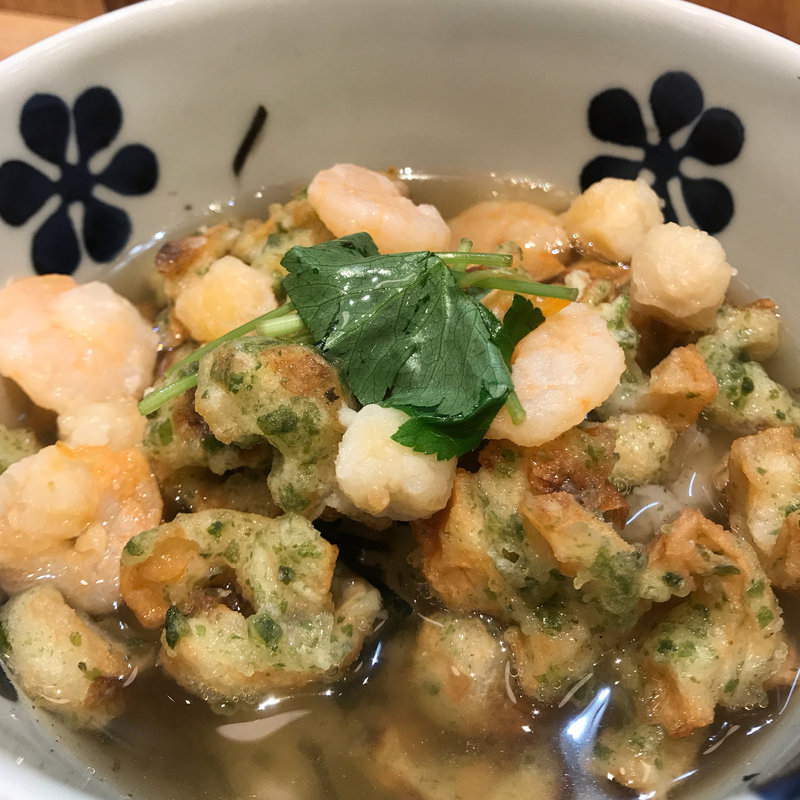 小海老・貝柱・磯天のだし茶漬け(だし茶漬け+肉うどん えん エトモ大井町店)