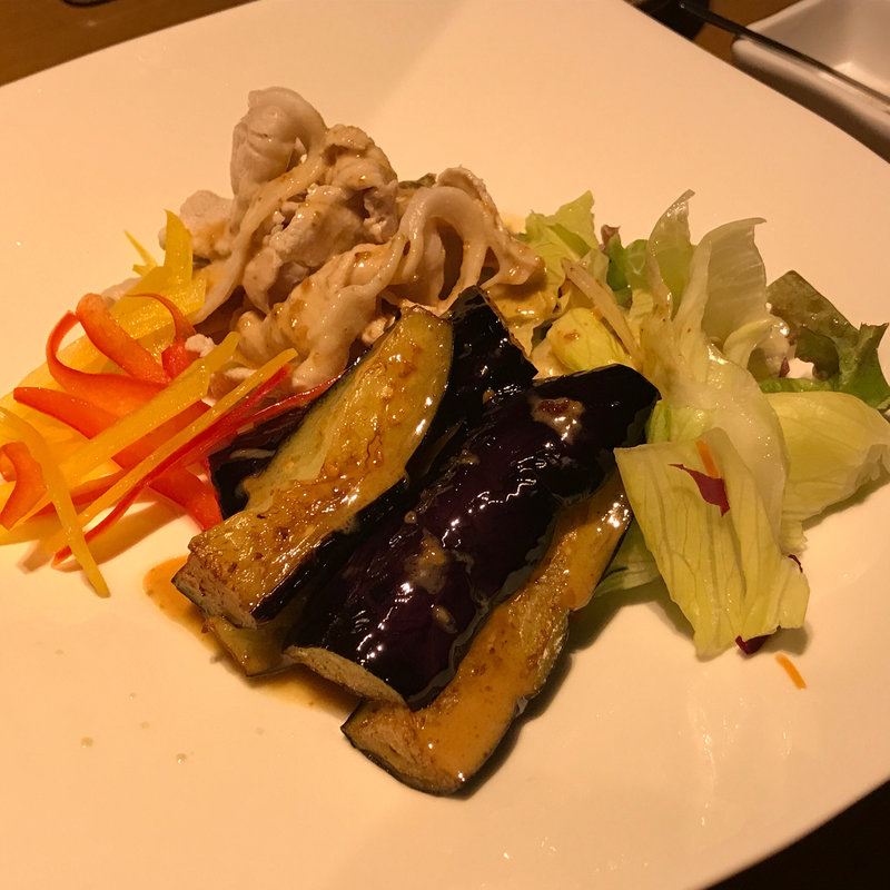 冷しゃぶと揚げ茄子ピリ辛仕立て(豆家genge （まめやげんげ）)