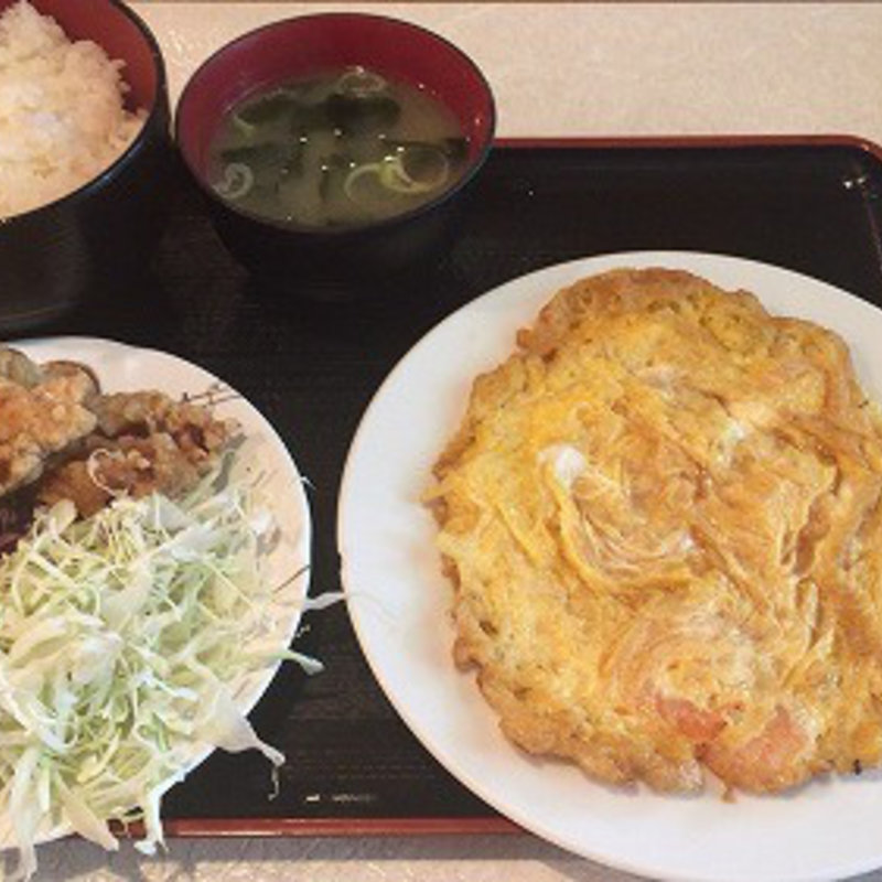 中華：えび玉・とり唐揚(千味レストラン)