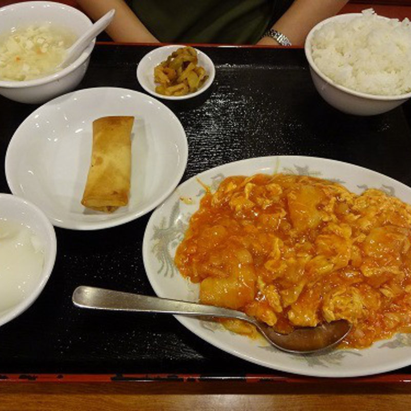 エビチリソース炒めセット (蓮香園新館)