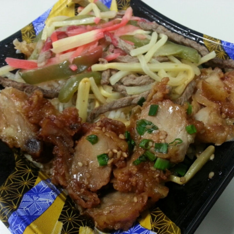 ザンギピリ辛丼チンジャオロースー(惣菜 一心 大谷地店)