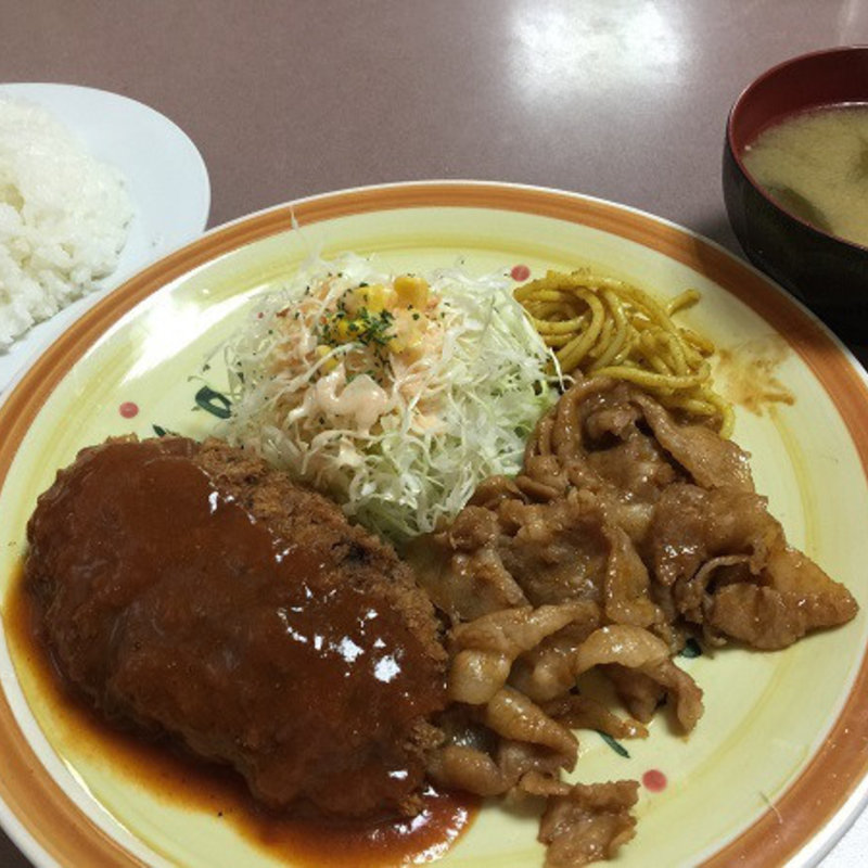 ポーク焼肉＆メンチカツセット(味の洋食 美味しん坊)