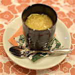 岩手県産　牡蠣と白子の茶碗蒸し　菊花の生姜葛餡かけ