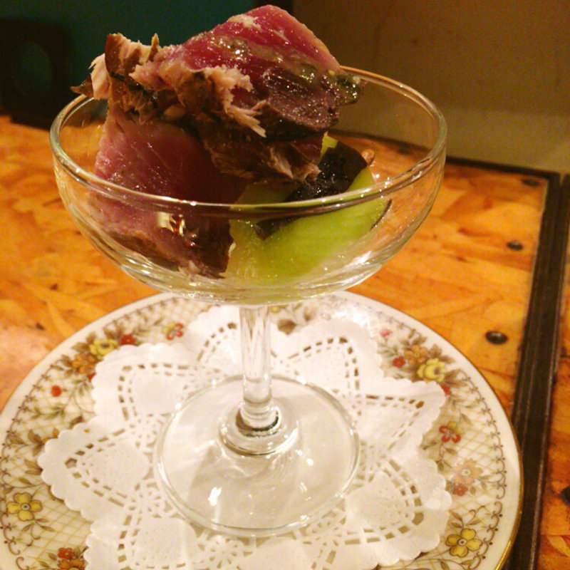 鰹と水茄子のカクテル(煮たり焼いたり)