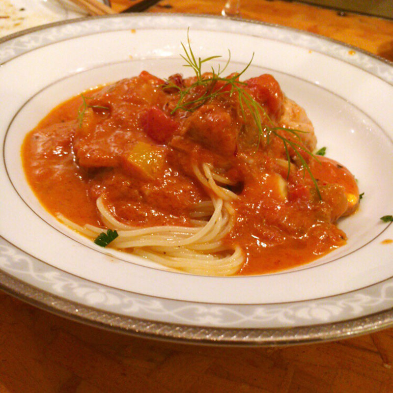 冷製トマトソースパスタ(煮たり焼いたり)