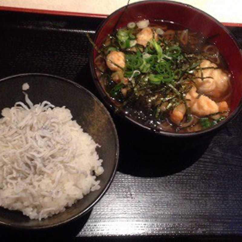 和定食（とり天そば・しらす御飯：ご飯少なめ）(千味レストラン)