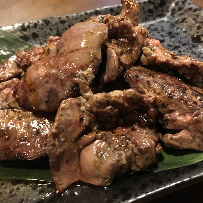 古白鶏レバーのレア炙り(彩波)