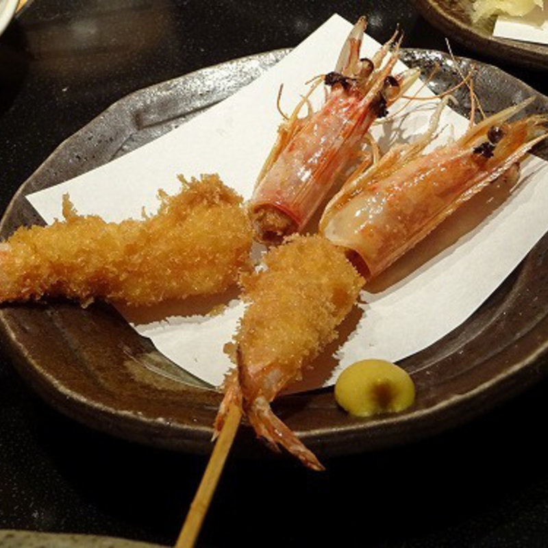 活車海老 串揚げ(魚王KUNI 下北沢)