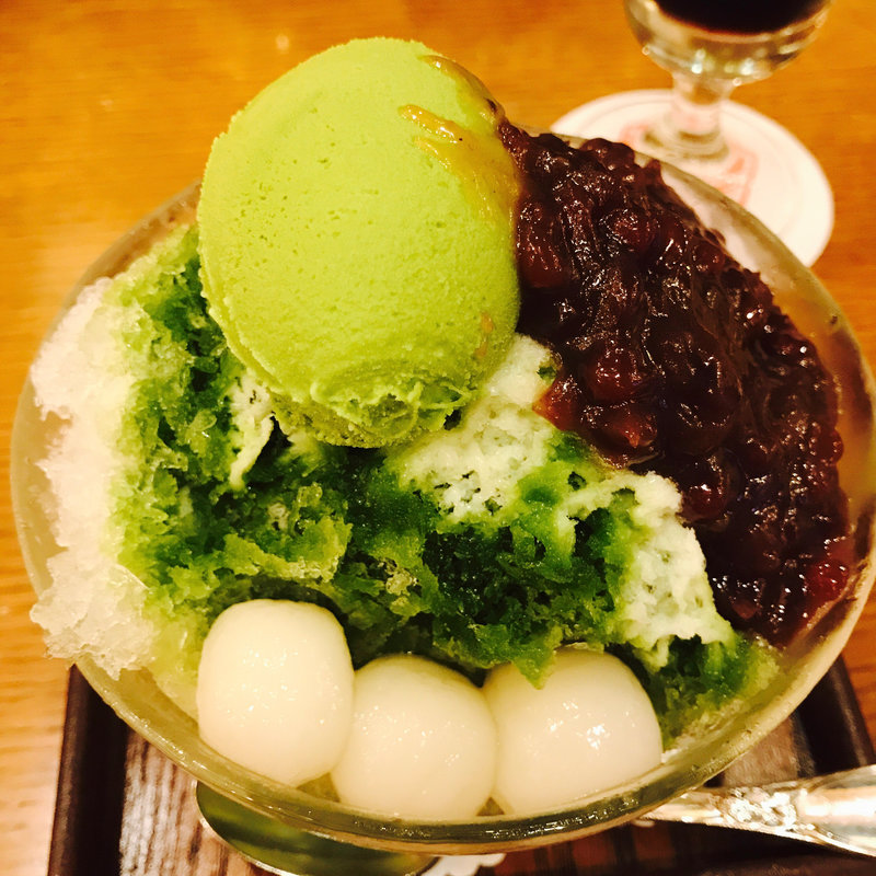 かき氷 宇治抹茶みるく（ドリンクセット）(銀座 和蘭豆 銀座店)