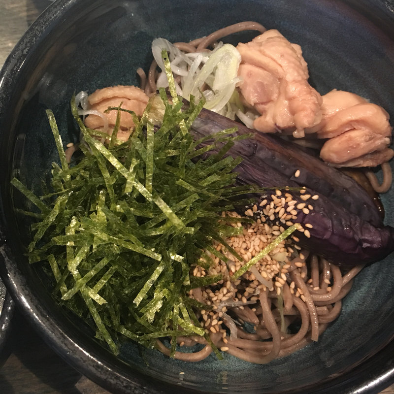 揚げナス鶏そば(冷)(波留乃屋 赤坂店)