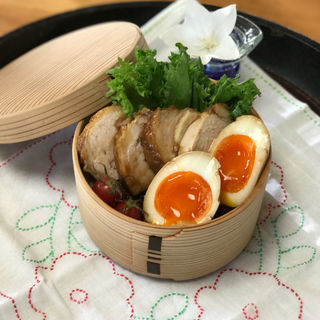 鶏チャーシューと半熟味玉丼(自宅)