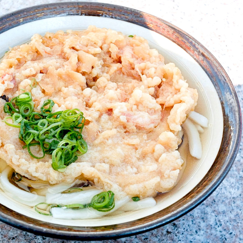 かけそのまま+かき揚げ(蒲生うどん （がもううどん）)