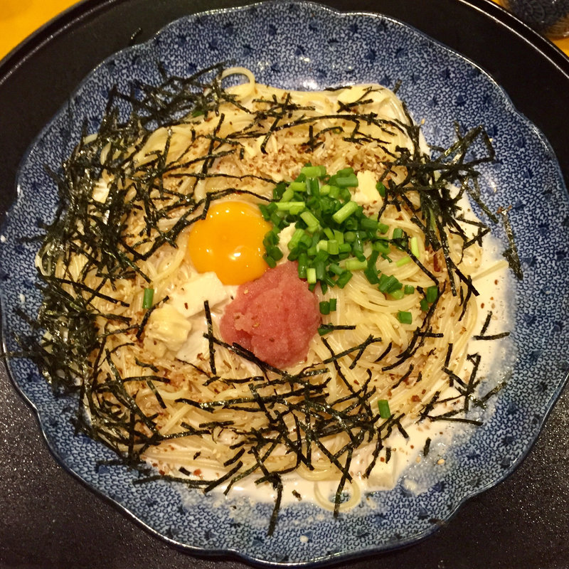 たらこと湯葉とモッツァレラチーズのカルボナーラ(五右衛門 東京駅一番街店 )