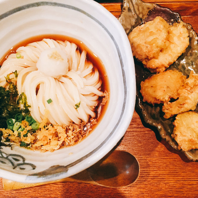 鶏かしわ天とぶっかけ
